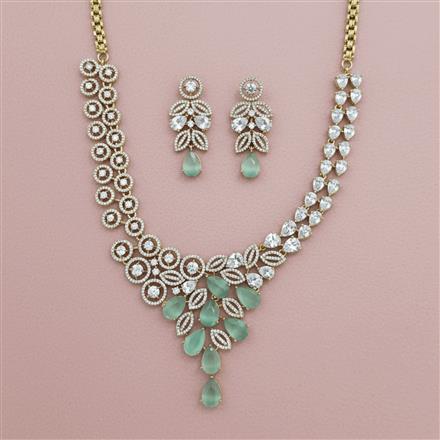 Cz Classic Necklace Set With Mehndi Plating