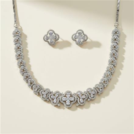 Cubic Zirconia Classic Necklace With Rhodium Plating
