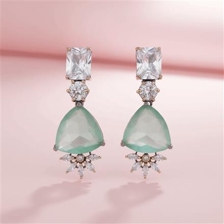 Cz Classic Earring With Black Rose Plating