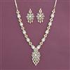 Cubic Zirconia Moti Necklace With Mehndi 2 Tone Rhodium Plating