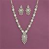 Cubic Zirconia Moti Necklace With Mehndi 2 Tone Rhodium Plating