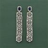 Cz Long Earring With Rhodium Plating