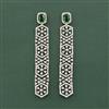 Cz Long Earring With Rhodium Plating