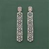 Cz Long Earring With Rhodium Plating