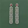 Cz Long Earring With Rhodium Plating