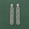 Cz Long Earring With Rhodium Plating