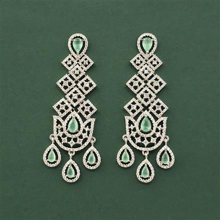 Cz Classic Earring With Rhodium Plating
