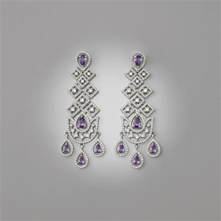 Cz Classic Earring With Rhodium Plating