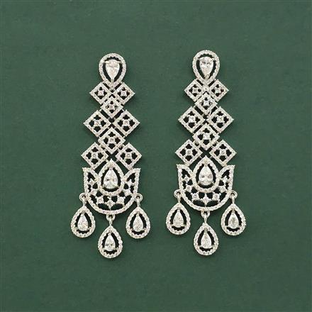 Cz Classic Earring With Rhodium Plating