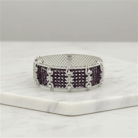 Cz Openable Kada With Rhodium Plating