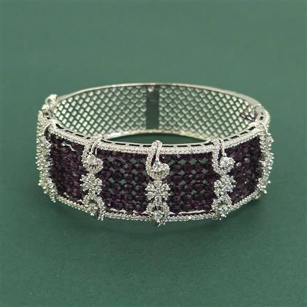 Cz Openable Kada With Rhodium Plating