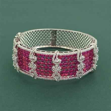 Cz Openable Kada With Rhodium Plating