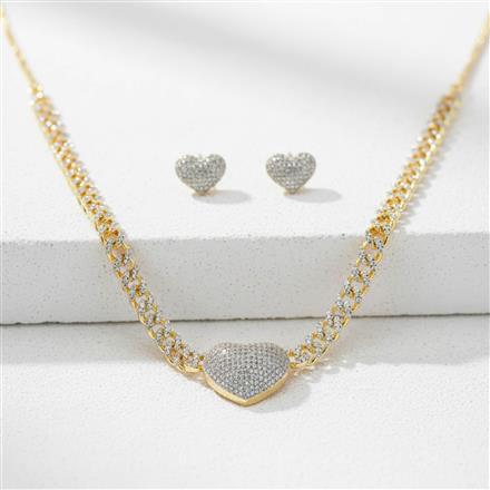 Cubic Zirconia Classic Necklace With 2 Tone Rhodium Plating