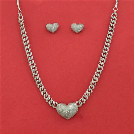 Cubic Zirconia Classic Necklace With 2 Tone Rhodium Plating