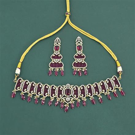 Cz Choker Necklace Set With Mehndi Plating