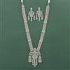 Cz Long Necklace Set With Rhodium Plating
