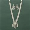 Cz Long Necklace Set With Rhodium Plating