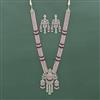 Cz Long Necklace Set With Rhodium Plating