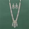 Cz Long Necklace Set With Rhodium Plating
