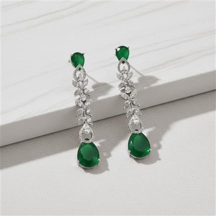 Cz Classic Earring With Rhodium Plating