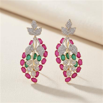 Cz Classic Earring With 2 Tone Plating