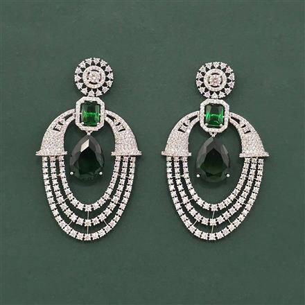 Cz Classic Earring With Rhodium Plating