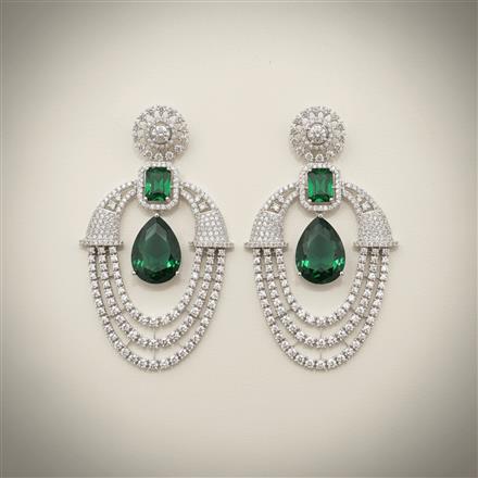 Cz Classic Earring With Rhodium Plating