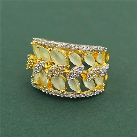 Cz Adjustable Ring With 2 Tone Plating