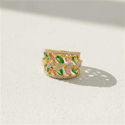 Cz Adjustable Ring With 2 Tone Plating