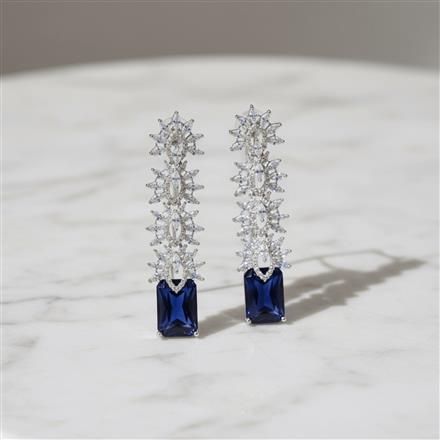 Cz Classic Earring With Rhodium Plating