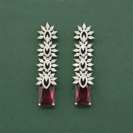 Cz Classic Earring With Rhodium Plating
