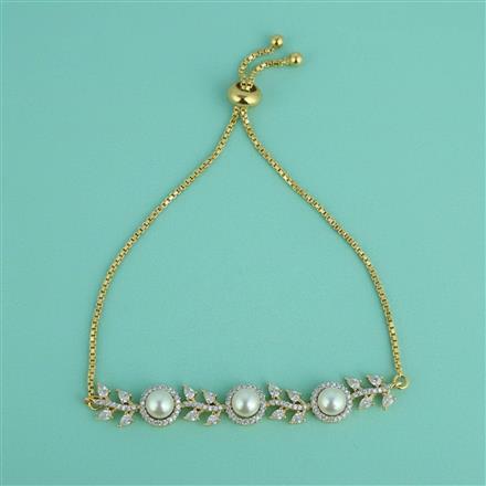 Cz Adjustable Bracelet With 2 Tone Rhodium Plating