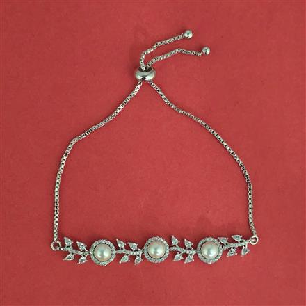 Cz Adjustable Bracelet With 2 Tone Rhodium Plating