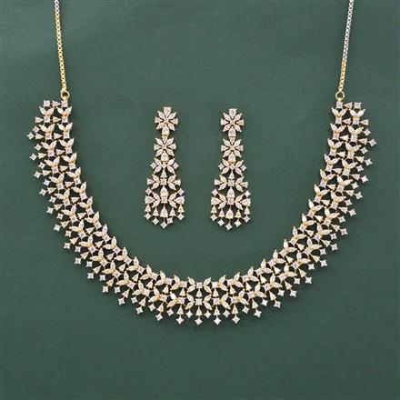 Cz Classic Necklace Set With 2 Tone Rhodium Plating