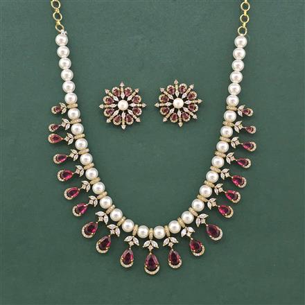 Cz Classic Necklace Set With Mehndi Plating