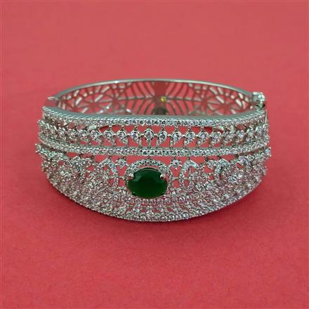 Cubic Zirconia Openable Kada With Rhodium Plating