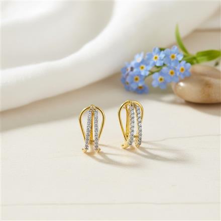 Cz Classic Earring With 2 Tone Rhodium Plating