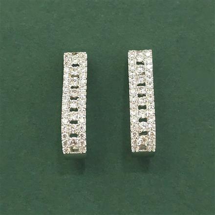 Cz Classic Earring With 2 Tone Rhodium Plating