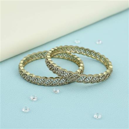 Cubic Zirconia Classic Bangles With Mehndi Plating