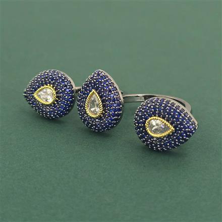 Cz Adjustable Ring With Black Plating