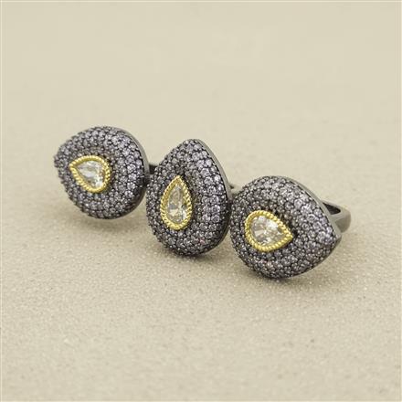 Cz Adjustable Ring With Black Plating