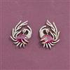 Cubic Zirconia Peacock Earring With Mehndi Plating
