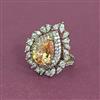 Cubic Zirconia Adjustable Ring With Mehndi Plating