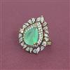 Cubic Zirconia Adjustable Ring With Mehndi Plating