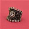 Cubic Zirconia Adjustable Ring With Mehndi Plating