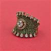 Cubic Zirconia Adjustable Ring With Mehndi Plating