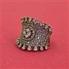 Cubic Zirconia Adjustable Ring With Mehndi Plating