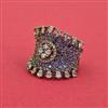 Cubic Zirconia Adjustable Ring With Mehndi Plating