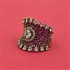 Cubic Zirconia Adjustable Ring With Mehndi Plating