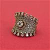 Cubic Zirconia Adjustable Ring With Mehndi Plating